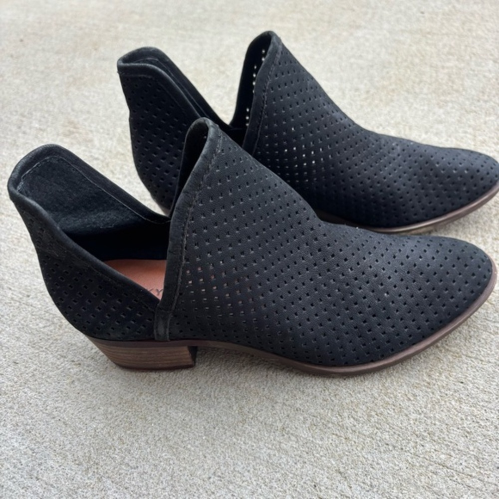 Lucky Brand Black Perforated Ankle Boots